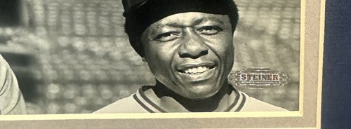 Hank Aaron Signed 16x20 Framed Career 715 Photo Braves Auto Steiner COA HOF