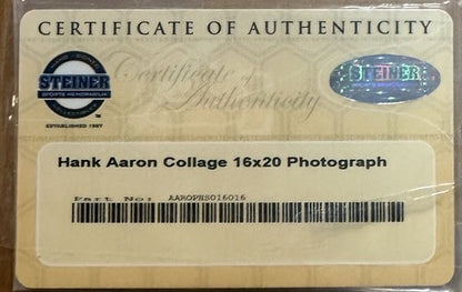 Hank Aaron Signed 16x20 Framed Career 715 Photo Braves Auto Steiner COA HOF