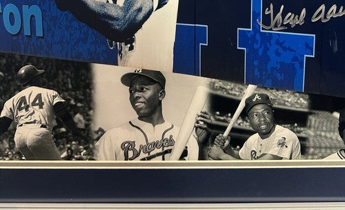 Hank Aaron Signed 16x20 Framed Career 715 Photo Braves Auto Steiner COA HOF