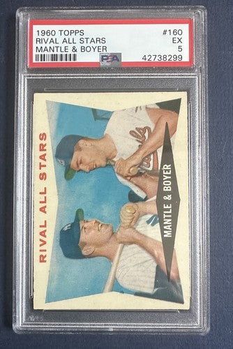 1960 Topps Mickey Mantle Ken Boyer Rival All Stars #160 PSA 5 Centered Nicer