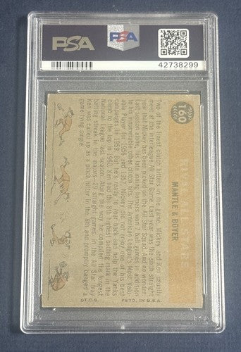 1960 Topps Mickey Mantle Ken Boyer Rival All Stars #160 PSA 5 Centered Nicer