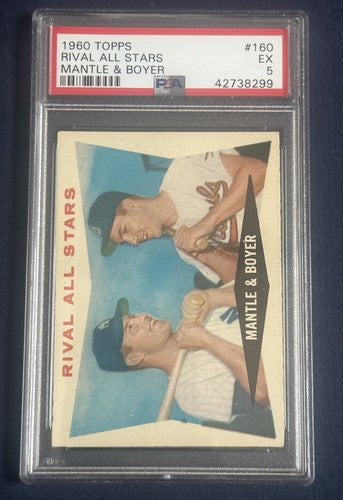 1960 Topps Mickey Mantle Ken Boyer Rival All Stars #160 PSA 5 Centered Nicer