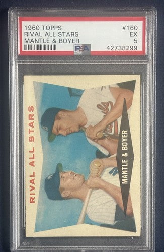 1960 Topps Mickey Mantle Ken Boyer Rival All Stars #160 PSA 5 Centered Nicer