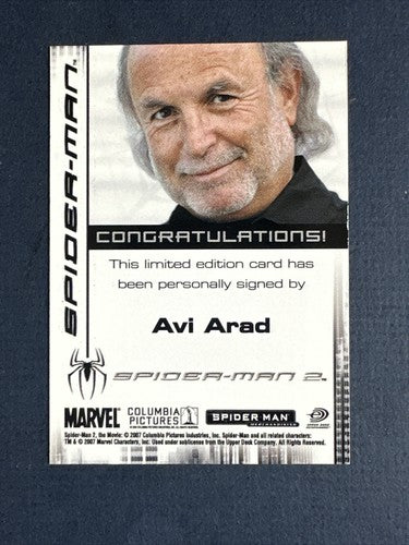 Spider-man  2 Avi Arad Mint auto Upper Deck Certified 2007 card Spider-Man