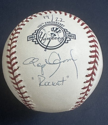 Roger Clemens Signed 100 Anniv Yankees Baseball Rocket Auto MLB Tri-Star Le /22