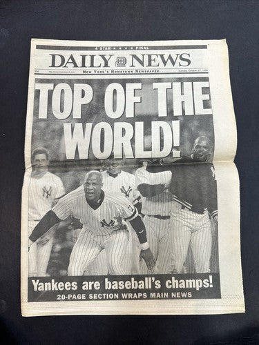 Oct 27 1996 Daily News Newspaper Top of the World NY Yankees Champs Strawberry