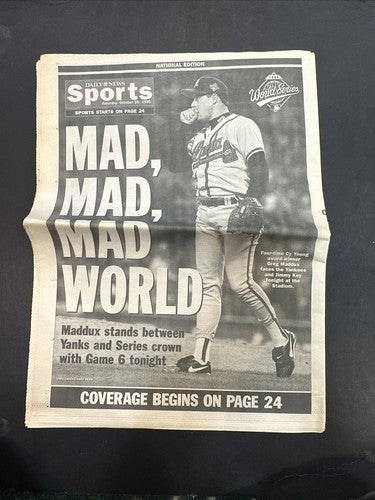 Oct 27 1996 Daily News Newspaper Top of the World NY Yankees Champs Strawberry