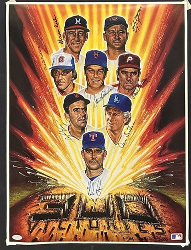 300 Win Ron Lewis Signed 18x24 LE Litho 8 Auto Nolan Ryan Tom Seaver JSA LOA