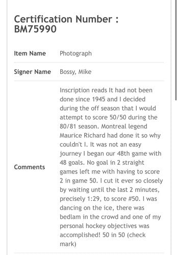 Mike Bossy Signed 16x20 Framed Photo 50 Goals Story Board Auto Islanders BAS COA