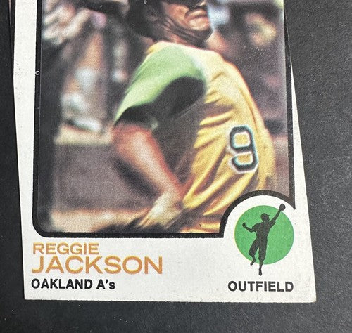 1973 TOPPS # 255 REGGIE JACKSON Crazy Angle Miscut Error Nm Nice Hof