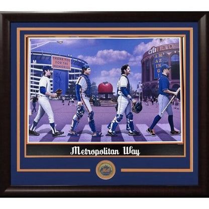 Mets Metropolitan Way Framed 16x20 Photo Seaver Carter Piazza Wright Shea Citi