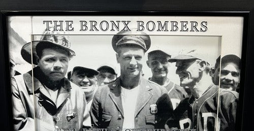 The Bronx Bombers NYPD FDNY Babe Ruth Lou Gehrig 3D Framed Photo NY Yankees Auto