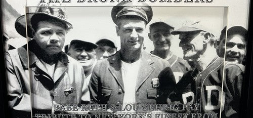 The Bronx Bombers NYPD FDNY Babe Ruth Lou Gehrig 3D Framed Photo NY Yankees Auto