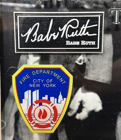 The Bronx Bombers NYPD FDNY Babe Ruth Lou Gehrig 3D Framed Photo NY Yankees Auto