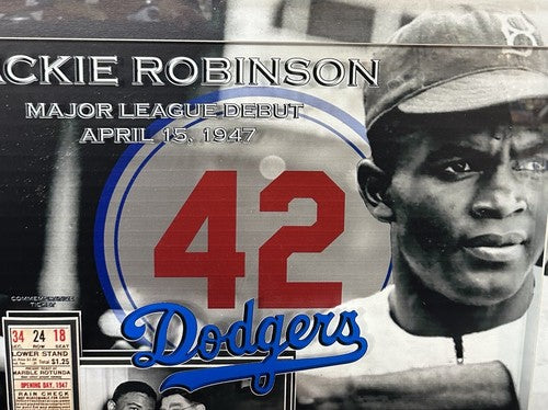 Jackie Robinson 3D Framed Photo Brooklyn Dodgers MLB Debut Ticket Facsimile Auto