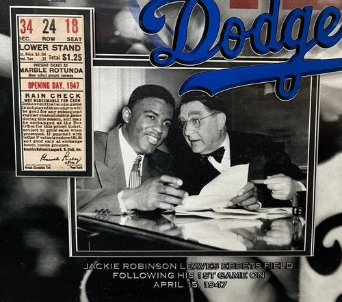 Jackie Robinson 3D Framed Photo Brooklyn Dodgers MLB Debut Ticket Facsimile Auto