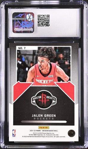 2021 Panini Obsidian Magnitude Jalen Green Rookie Purple Etch CSG 8.5 Mint /75