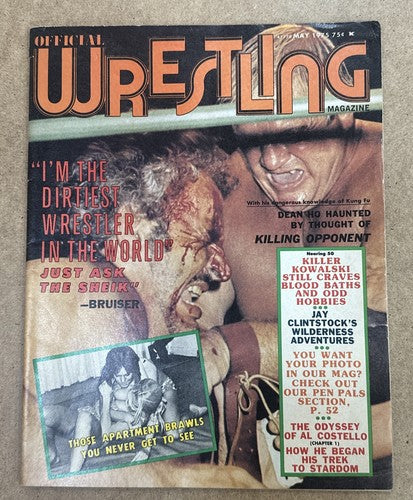 Vintage Official Wrestling Magazine May 1975 The Bruiser Nm Nice Shape Newsstand