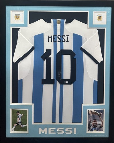 Lionel Messi Signed Argentina Adidas World Cup Jersey Framed Autograph BAS LOA