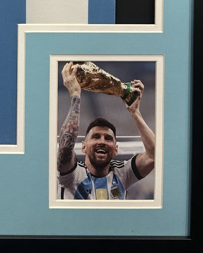 Lionel Messi Signed Argentina Adidas World Cup Jersey Framed Autograph BAS LOA