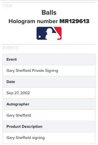 Gary Sheffield Signed Official MLB Baseball Marlins Yankees Auto 500 HR MLB COA