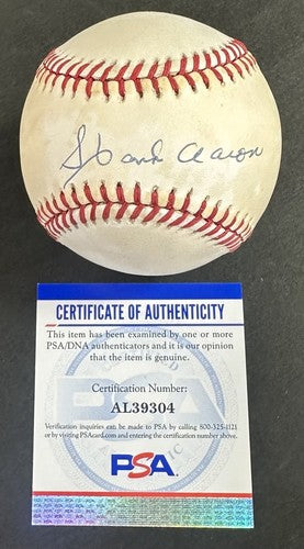 Hank Aaron Signed Official NL Baseball Atlanta Braves Autograph PSA COA HOF