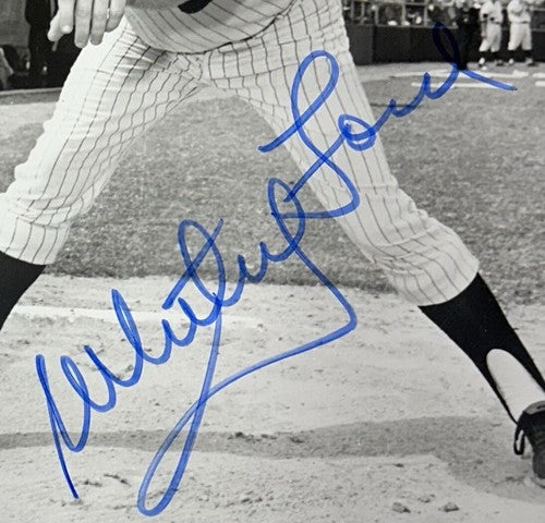 Whitey Ford Signed 8x10 Black + White Photo NY Yankees Autograph PSA COA HOF