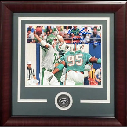 Ken O’Brien Signed 8x10 Framed Photo NY Jets OT Shootout Game 4TDs Auto Jsa Coa