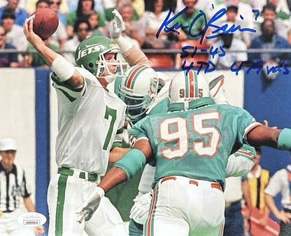 Ken O’Brien Signed 8x10 Framed Photo NY Jets OT Shootout Game 4TDs Auto Jsa Coa