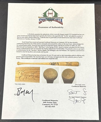 Bo Jackson Signed LS C271 Pat Kelly Game Issued Bat To Pat Auto White Sox COA
