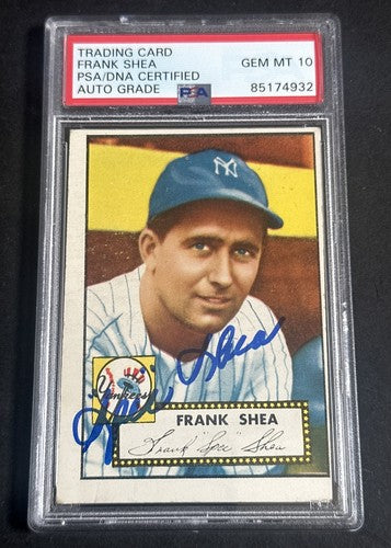 1952 Topps #248 Original Spec Shea New York Yankees Psa 10 Gem Mint Auto
