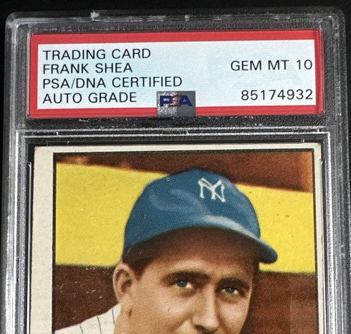 1952 Topps #248 Original Spec Shea New York Yankees Psa 10 Gem Mint Auto