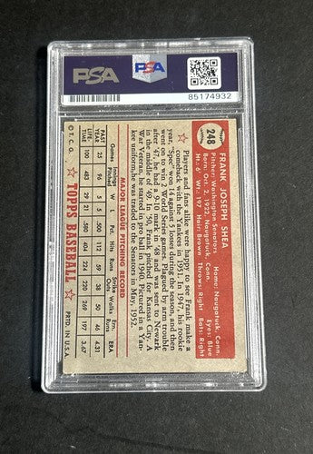 1952 Topps #248 Original Spec Shea New York Yankees Psa 10 Gem Mint Auto
