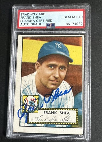 1952 Topps #248 Original Spec Shea New York Yankees Psa 10 Gem Mint Auto