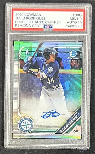 2019 Bowman Chrome Julio Rodriguez Refractor PSA 9 10 Auto /499 Mariners Rookie