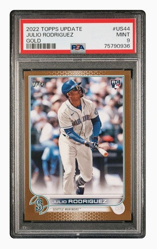 2022 Topps Update #US44 Julio Rodriguez Gold PSA 9 Mint RC Rookie Mariners LE