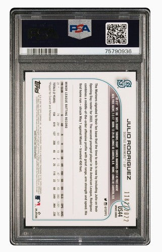 2022 Topps Update #US44 Julio Rodriguez Gold PSA 9 Mint RC Rookie Mariners LE