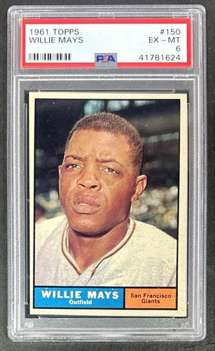 1961 Topps #150 Willie Mays Card PSA 6 Ex - Mint Centered Sharp Beauty Hof