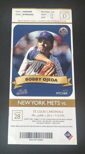 Johan Santana 1st Ever Ny Mets No Hitter Full Ticket 6/1/12 Nice Original