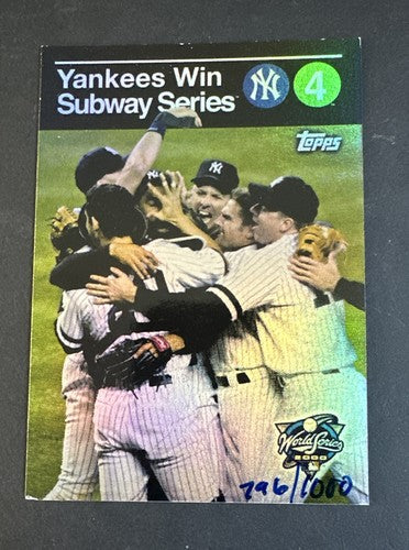 2000 Topps Ny Yankees Win Subway series #4 SSP RARE INSERT Refractor /1000