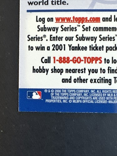 2000 Topps Ny Yankees Win Subway series #4 SSP RARE INSERT Refractor /1000