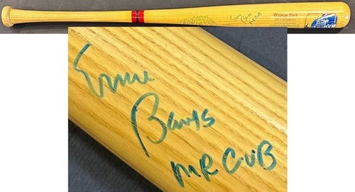 Ernie Banks Signed Wrigley Field Cooperstown Bat Mr Cub Auto PSA COA HOF Cubs