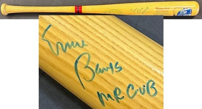Ernie Banks Signed Wrigley Field Cooperstown Bat Mr Cub Auto PSA COA HOF Cubs