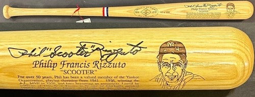 Phil Rizzuto Signed Where It All Began Bat LE NY Yankees Scooter Auto COA HOF