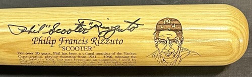 Phil Rizzuto Signed Where It All Began Bat LE NY Yankees Scooter Auto COA HOF