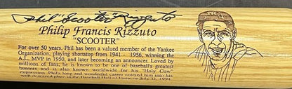 Phil Rizzuto Signed Where It All Began Bat LE NY Yankees Scooter Auto COA HOF