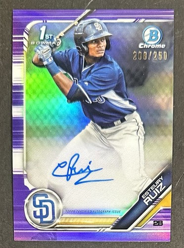 2018 Bowman Chrome 1st Esteury Ruiz Mint Auto Rookie Card RC /250 Purple A’s