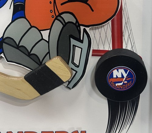 Taz Tasmanian Devil Looney Tunes NY Islanders Framed 3D Pucks & Stick Photo Art