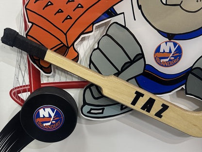 Taz Tasmanian Devil Looney Tunes NY Islanders Framed 3D Pucks & Stick Photo Art