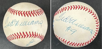 Ted Williams Signed 2x Official AL Baseball Boston Red Sox #9 Auto PSA LOA HOF